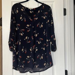 Navy floral top
